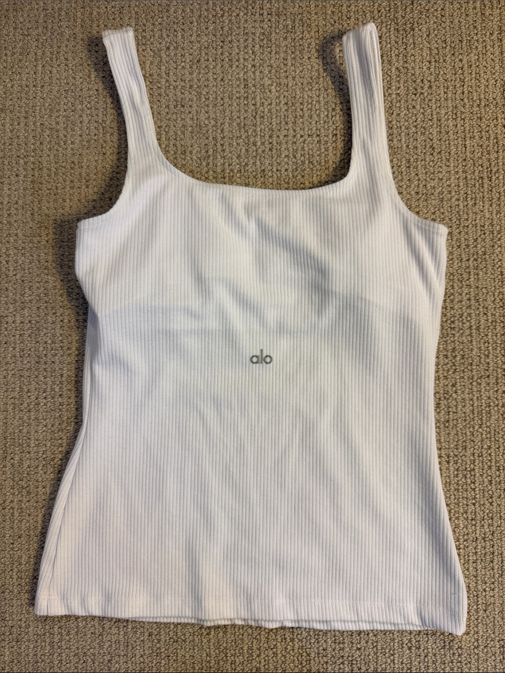 ALO Yoga White Ribbed Minimalist Square-Neck Tank - Picture 2 of 5